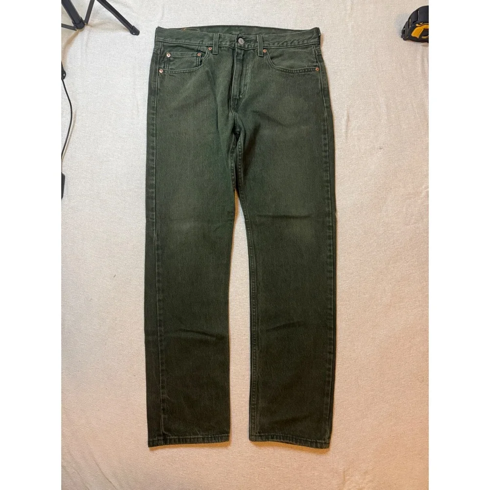 Levi's 502 Taper Fit Jeans Men 33x32 Olive Green Regular Tapered Denim